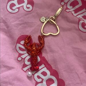 Betsey Johnson Red Lobster Keychain with Heart Charm